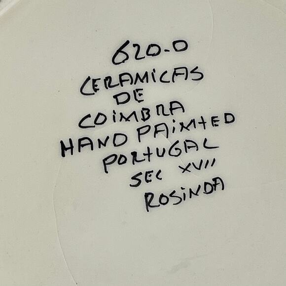 Ceramicas De Coimbra Portugal Pitcher Hand Painted Floral Deer Bird Motif 8" - Picture 7 of 13